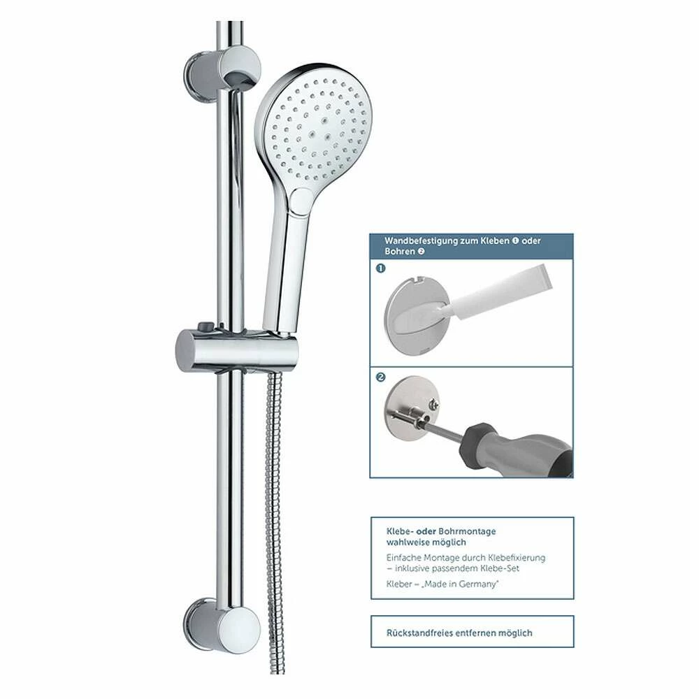 Schütte Brausestangenset ZUM KLEBEN Verchromt Stangenlänge 76 Cm – Bild 2