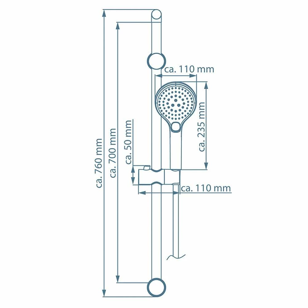 Schütte Brausestangenset ZUM KLEBEN Verchromt Stangenlänge 76 Cm – Bild 3