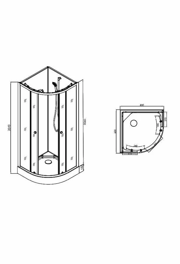 Duschmeister Komplettdusche 80x80x203 Silber Sano 320 – Bild 2