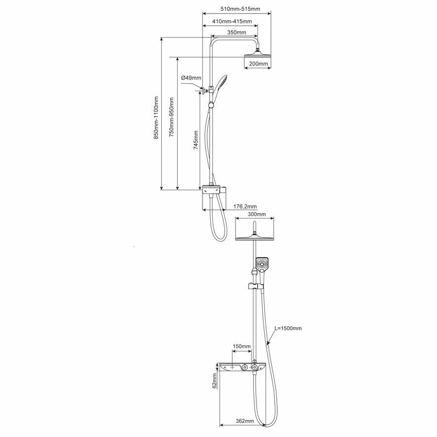 CORNAT GREAT Duschsystem Mit Glasablage – Bild 2
