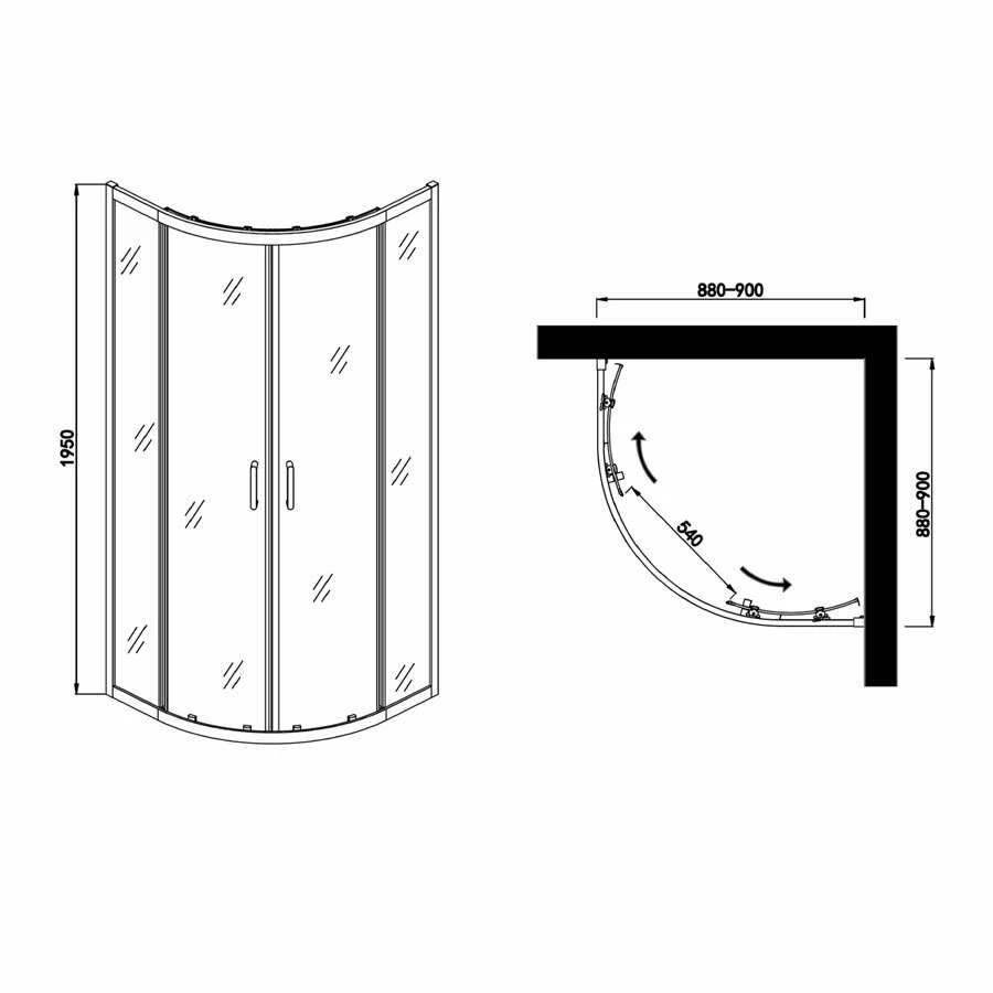Duschmeister Runddusche 90 Schwarz Sano 373 – Bild 2