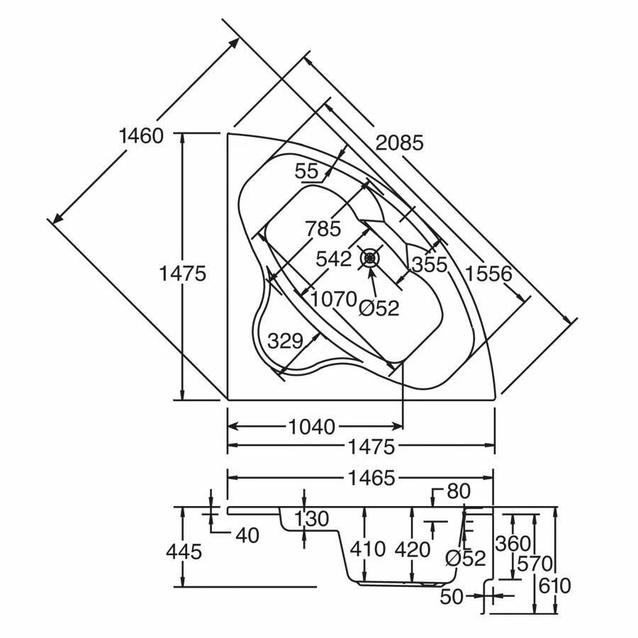 Ottofond Eckbadewanne Sitzwanne Katamaran 150 X 150 – Bild 2