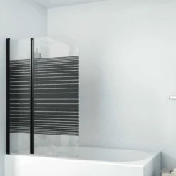 Duschmeister Badewannenfaltwand Max F 5 Schwarze Streifen 100 X 140 Cm