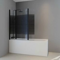 Duschmeister Badewannenfaltwand Max F 6 Schwarze Streifen 125 X 140 Cm