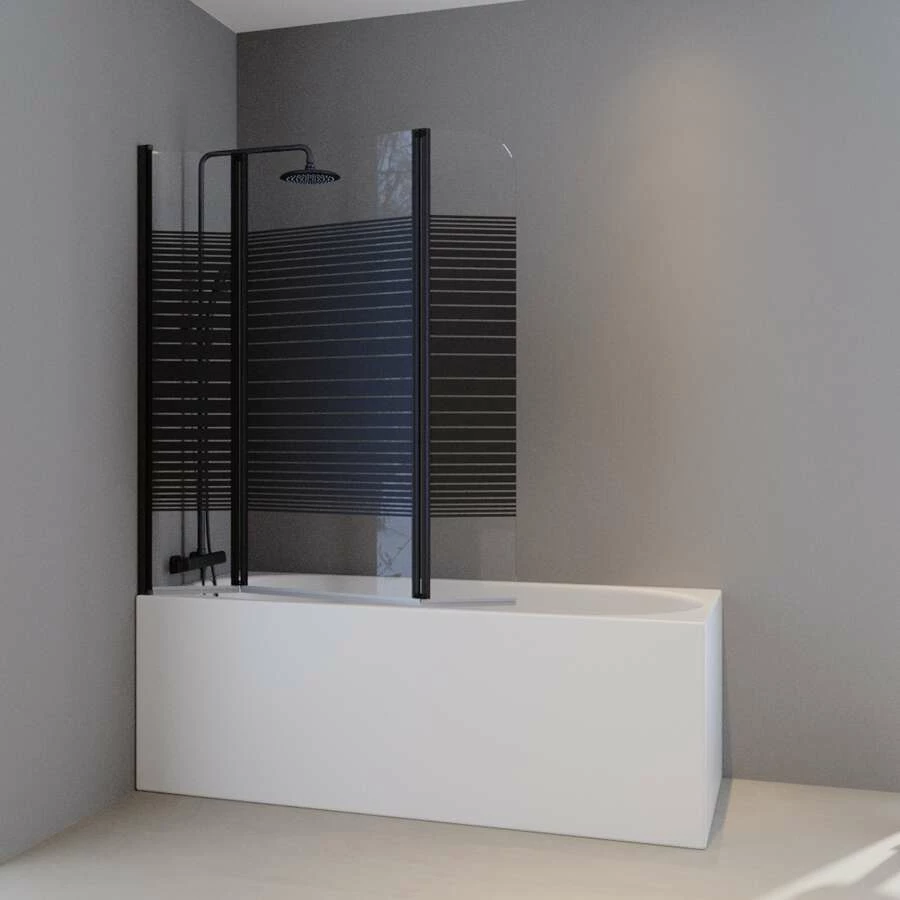 Duschmeister Badewannenfaltwand Max F 6 Schwarze Streifen 125 X 140 Cm