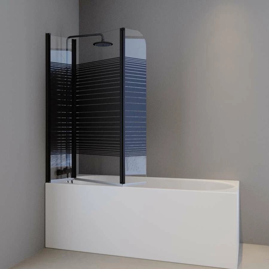 Duschmeister Badewannenfaltwand Max F 6 Schwarze Streifen 125 X 140 Cm – Bild 2