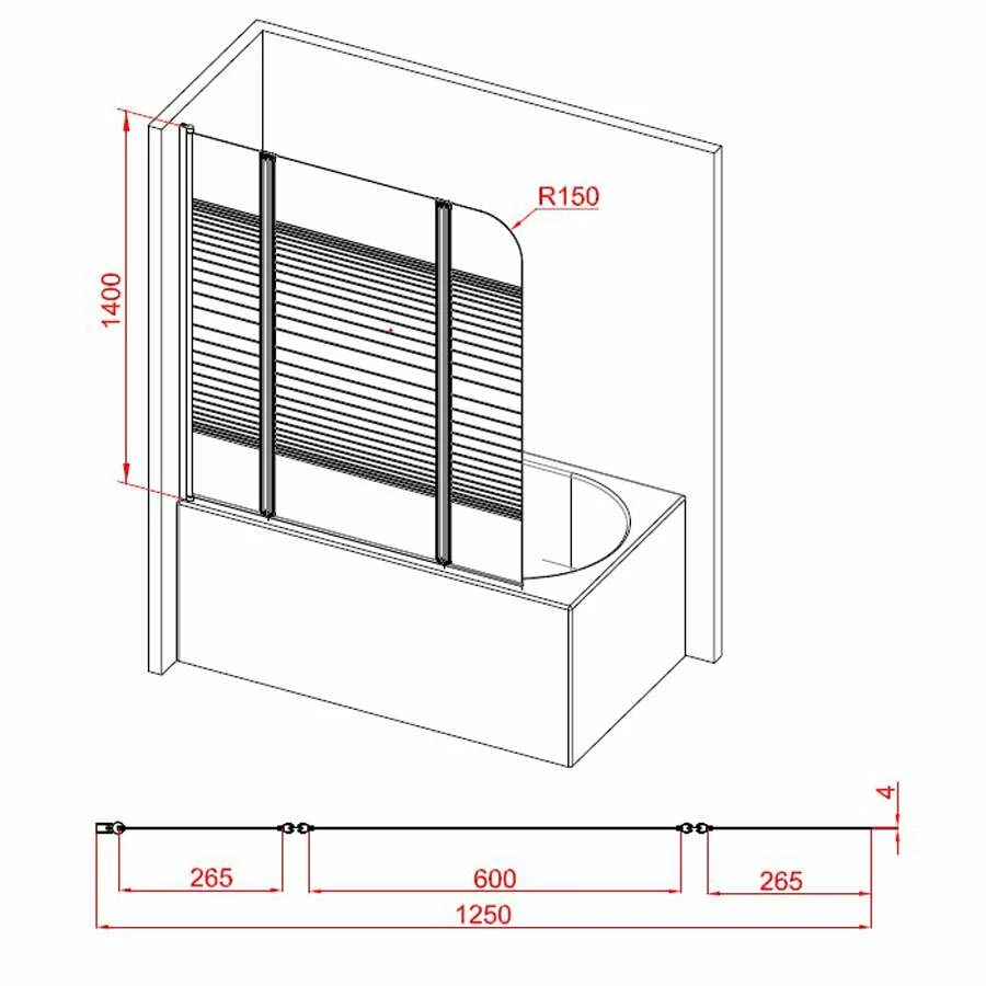 Duschmeister Badewannenfaltwand Max F 9 Weiße Streifen 125 X 140 Cm – Bild 4