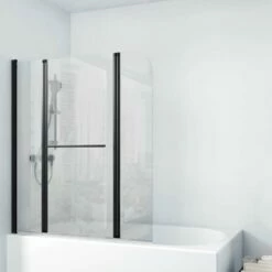 Duschmeister Badewannenfaltwand Max F 12 Schwarz 125 X 140 Cm