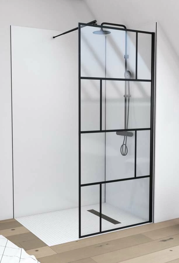 Duschmeister Walk In Max F 43 Schwarz Mit Halter 90 X 195 Cm