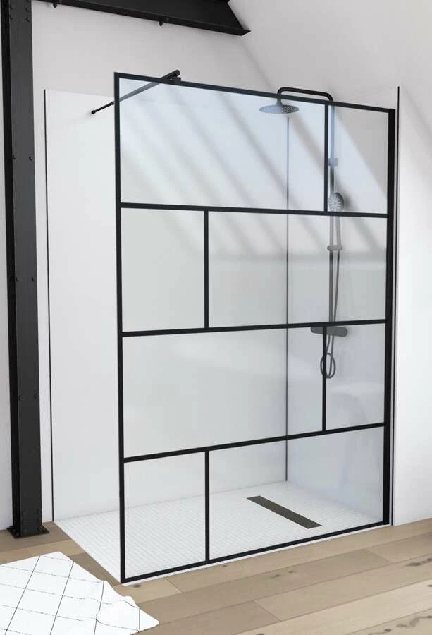 Duschmeister Walk In Max F 45 Schwarz Mit Halter 140 X 195 Cm