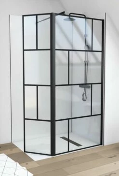 Duschmeister Walk In Max F 46 Schwarz Mit Halter 90 X 40 X 195 Cm