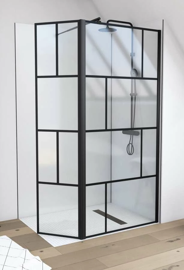 Duschmeister Walk In Max F 46 Schwarz Mit Halter 90 X 40 X 195 Cm