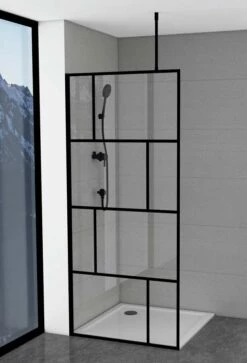 Duschmeister Walk In Max F 47 Schwarz Mit Deckenhalter 90 X 195 Cm