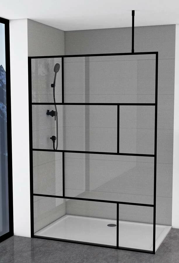 Duschmeister Walk In Max F 49 Schwarz Mit Deckenhalter 140 X 195 Cm