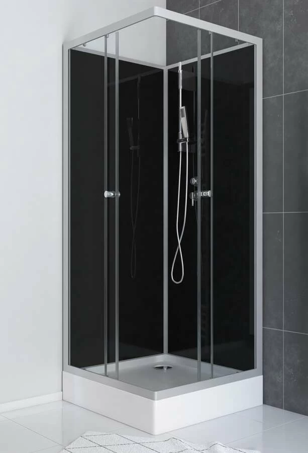 Komplettdusche Duschmeister Max F 59 Eckeinstieg Schwarz 80 X 80 X 195 Cm