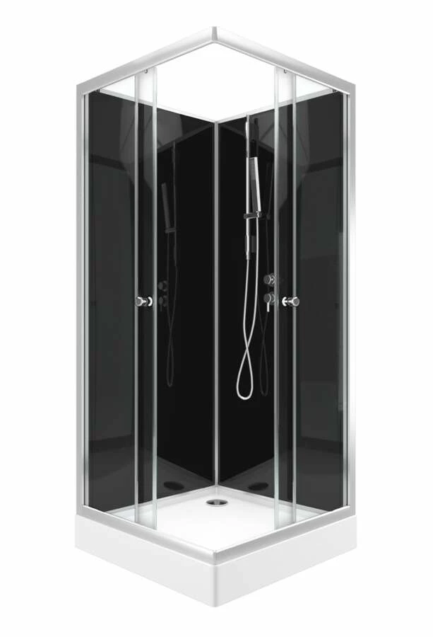Komplettdusche Duschmeister Max F 59 Eckeinstieg Schwarz 80 X 80 X 195 Cm – Bild 2