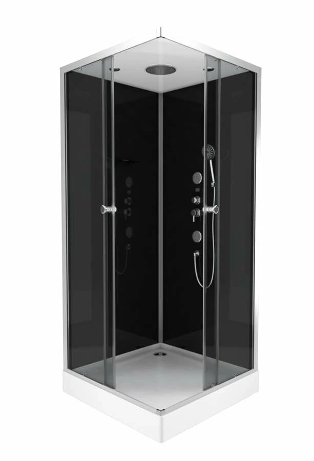 Komplettdusche Duschmeister Max F 60 Eckeinstieg Schwarz 90 X 90 X 215 Cm – Bild 2