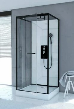 Komplettdusche Duschmeister Max F 62 Drehtür Mit Seitenwänden Schwarz 90 X 90 X 230 Cm