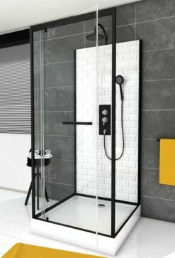 Komplettdusche Duschmeister Max F 65 Mit Seitenwänden Schwarz 90 X 90 X 230 Cm