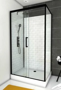 Komplettdusche Duschmeister Max F 66 Schiebetür Mit Seitenwänden Schwarz 80 X 110 X 230 Cm