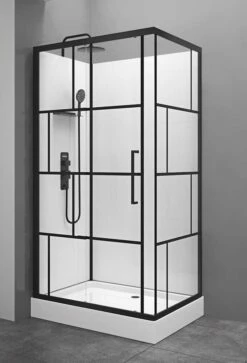 Komplettdusche Duschmeister Max F 69 Schiebetür Mit Seitenwänden Schwarz 110 X 80 X 225 Cm