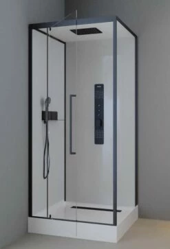 Komplettdusche Duschmeister Max F 71 Drehtür Mit Seitenwand Schwarz 90 X 90 X 215 Cm