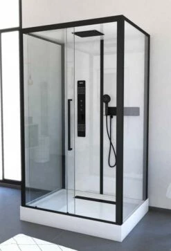 Komplettdusche Duschmeister Max F 72 Schiebetür Mit Seitenwand Schwarz 115 X 90 X 215 Cm