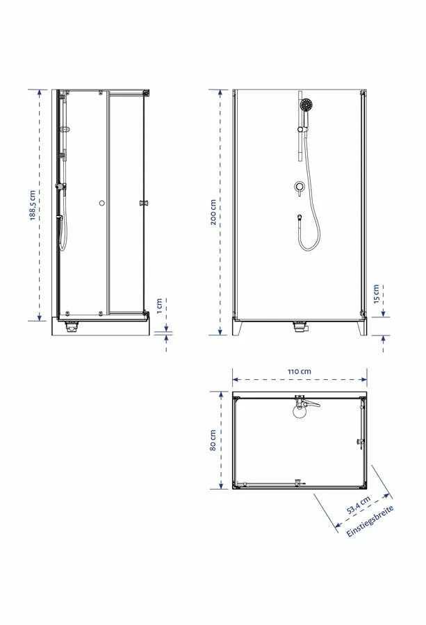 Komplettdusche Duschmeister Max F 79 Eckeinstieg Chrom 110 X 80 X 200 Cm – Bild 4