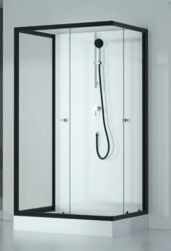 Komplettdusche Duschmeister Max F 80 Eckeinstieg Schwarz 110 X 80 X 200 Cm