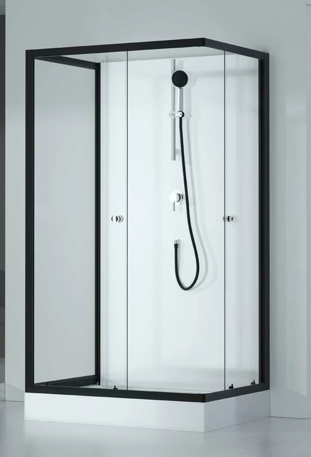 Komplettdusche Duschmeister Max F 80 Eckeinstieg Schwarz 110 X 80 X 200 Cm