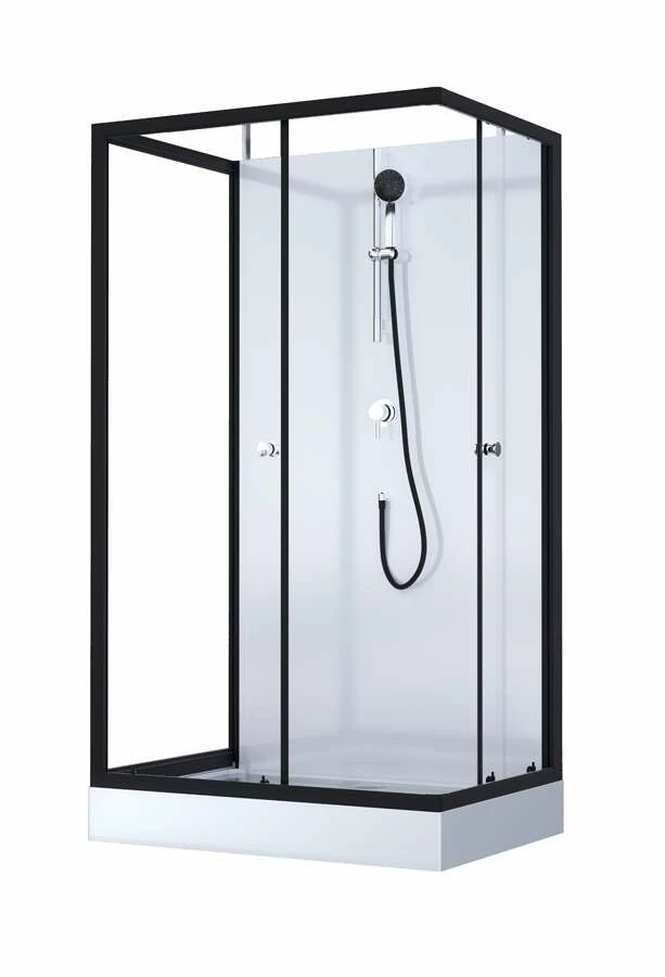 Komplettdusche Duschmeister Max F 80 Eckeinstieg Schwarz 110 X 80 X 200 Cm – Bild 2