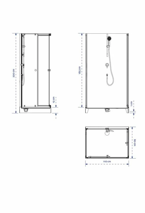 Komplettdusche Duschmeister Max F 80 Eckeinstieg Schwarz 110 X 80 X 200 Cm – Bild 5