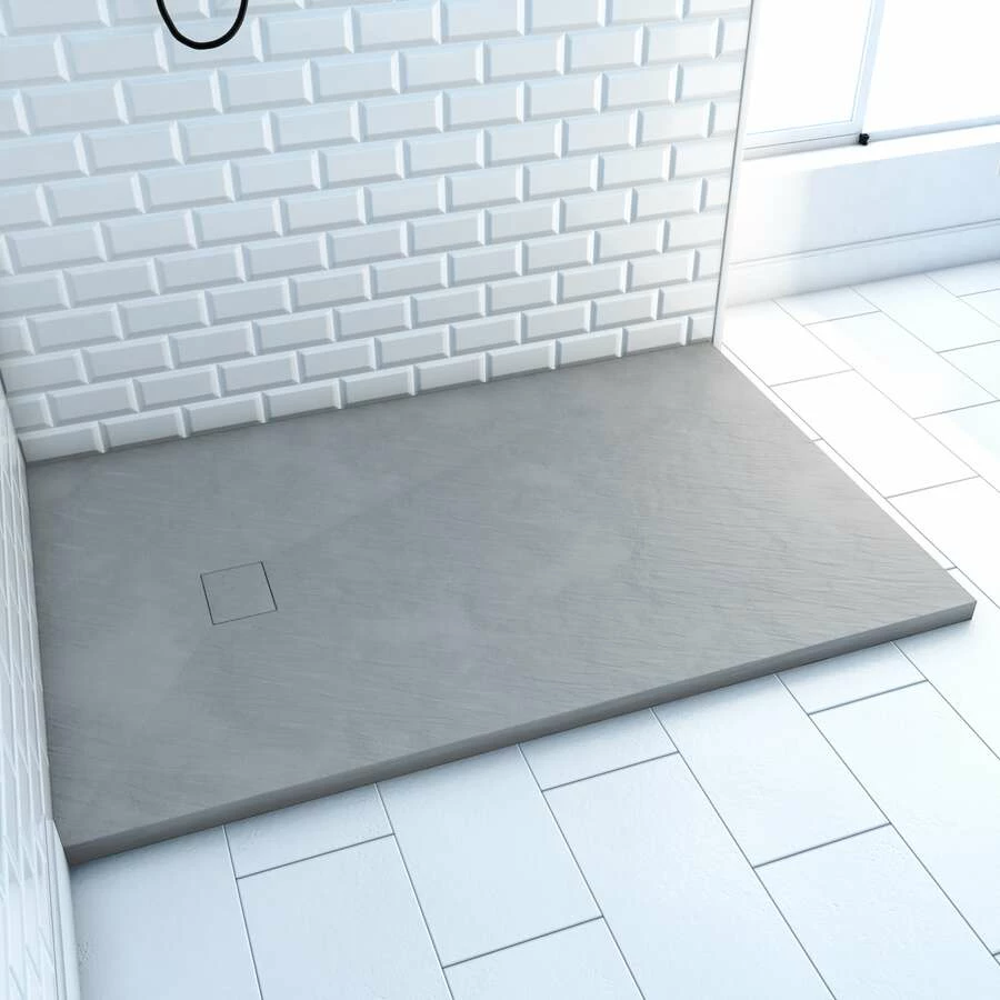 Duschmeister Duschwanne Max F 94 Mineralguss SMC Steinoptik Grau 120 X 80