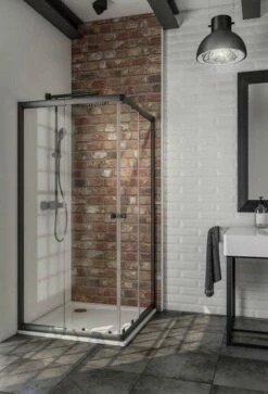 Schulte Sunny Eckeinstieg Mit Schiebetüren 75-90 Cm Black Style