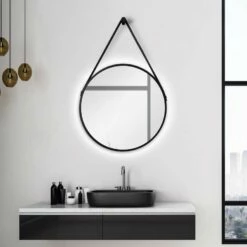 Duschmeister Leuchtspiegel Royalux TBL Rund 50 Cm Schwarz Matt