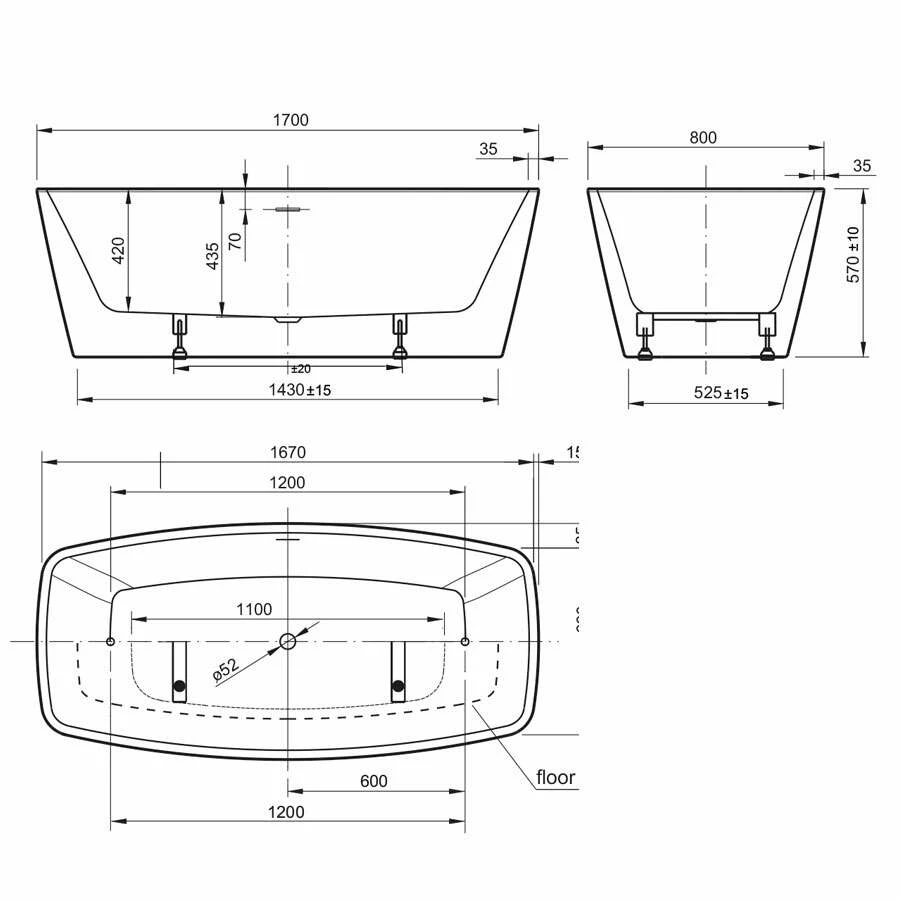 Ottofond Freistehende Badewanne Primera 170 X 80 – Bild 2