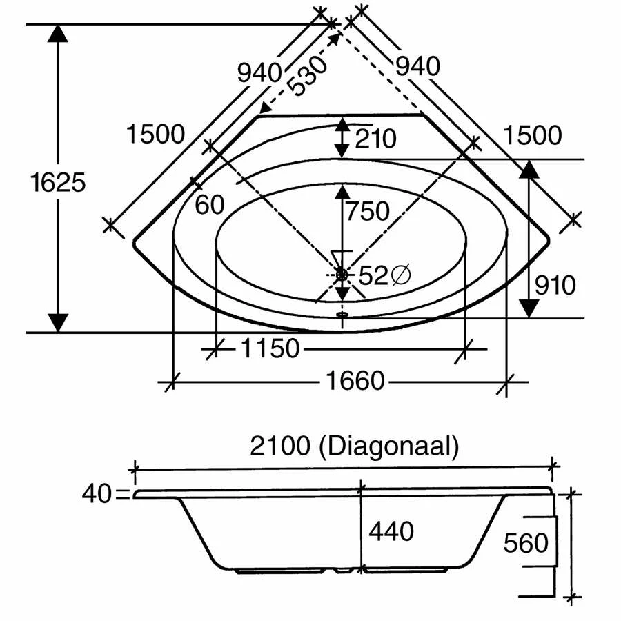 Ottofond Eckbadewanne Canary 150 X 150 Weiß – Bild 2