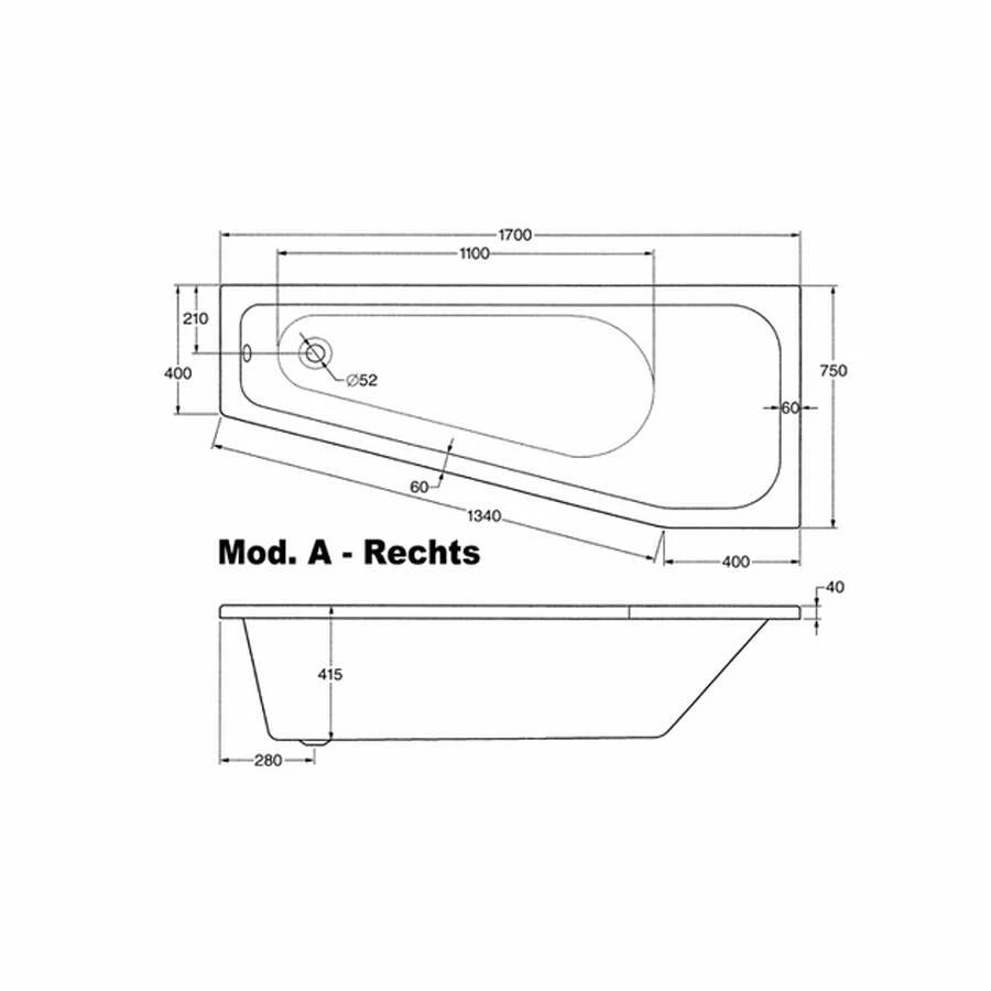 Ottofond Raumsparbadewanne Koala Vario A 170 X 75 Weiß – Bild 2