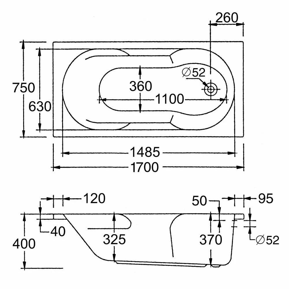 Ottofond Rechteckbadewanne Nixe 170 X 75 Weiß – Bild 4