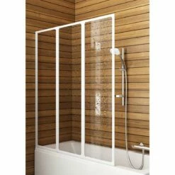 Dusar Badewannenfaltwand 3 -teilig Kunstglas H 140 X B 120 Cm Weiß