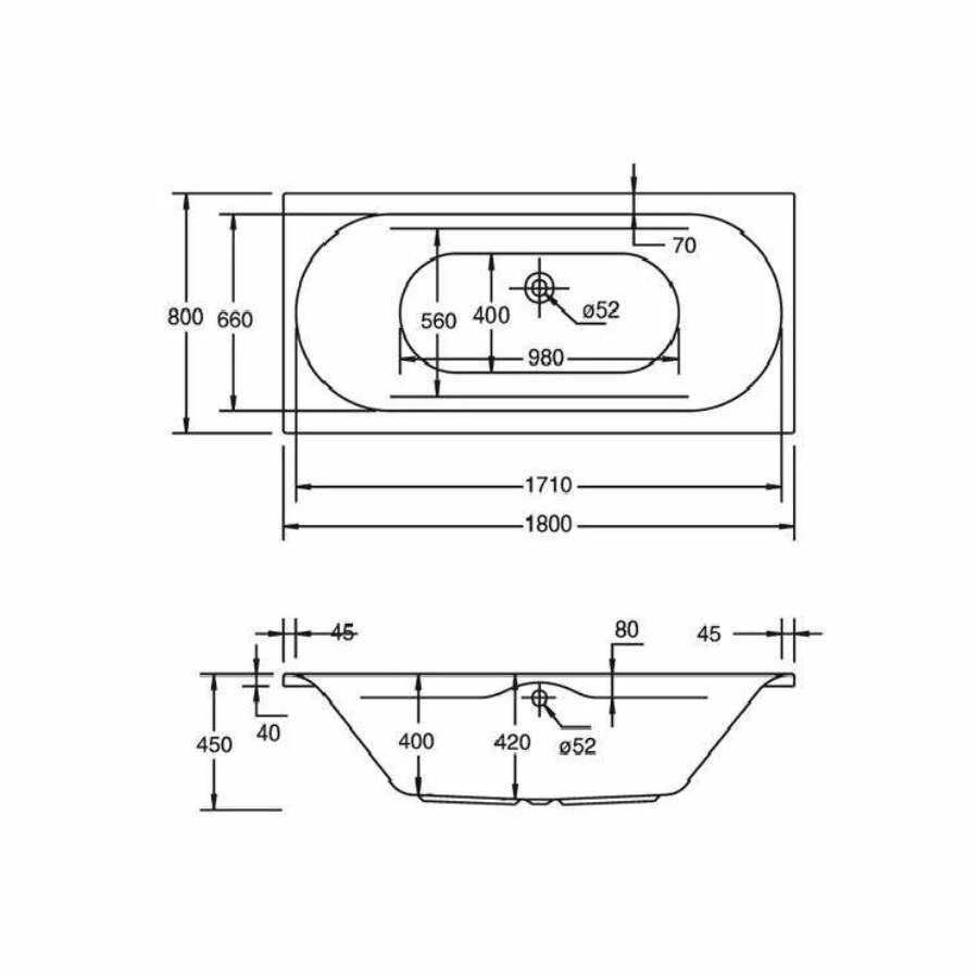 Ottofond Rechteckbadewanne Madera 180 X 80 Weiß – Bild 3