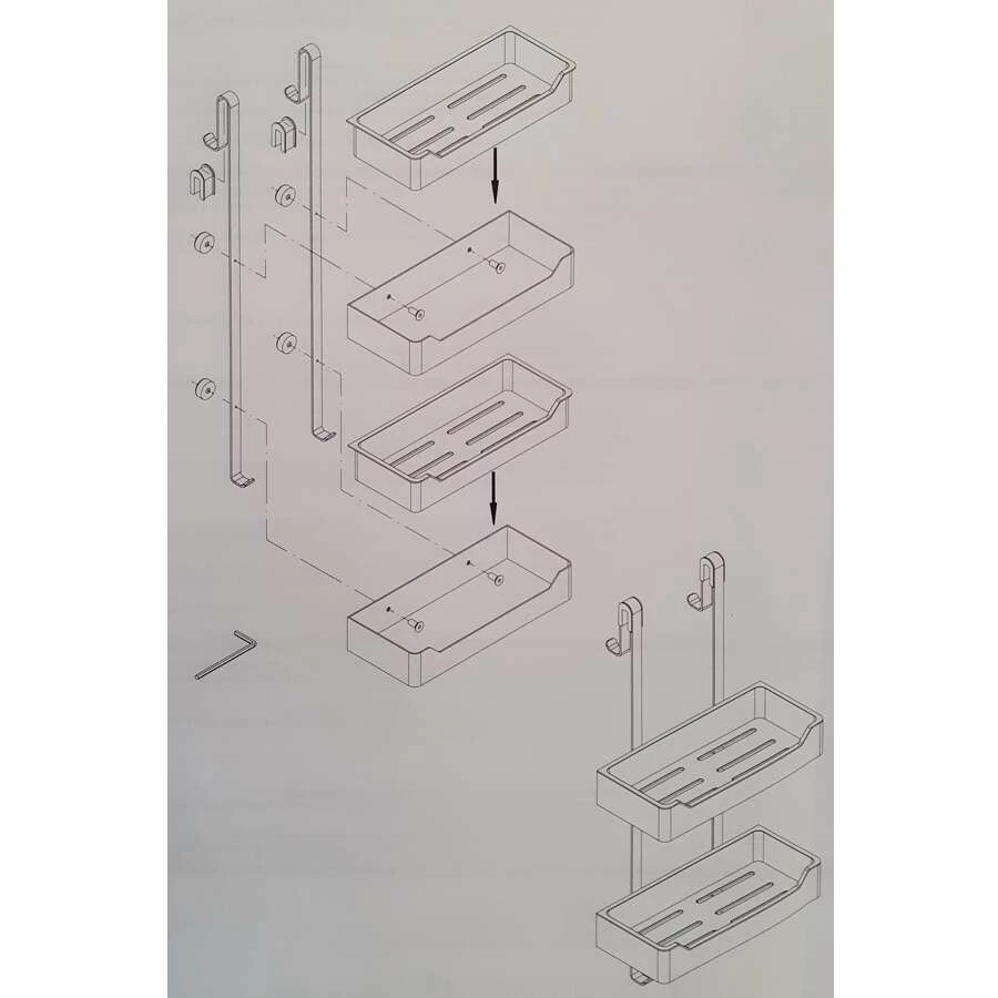 Schulte Duschablage Duschkorb Rechteckig, Edelstahl, 2 Türetagere – Bild 2