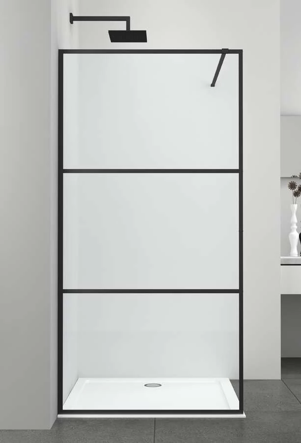 Duschmeister Duschwand Walk In Sano 503 Schwarz 89 Cm Zerlegt
