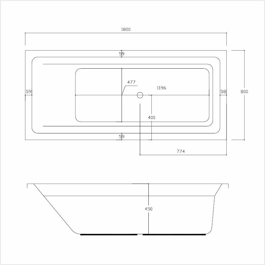 Galatea BH180 L Badewanne Beach 180 X 80 – Bild 2