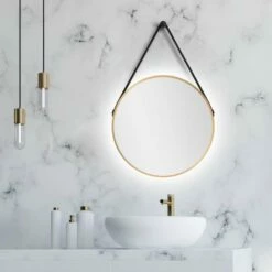 Duschmeister Leuchtspiegel Royalux TGL Rund 50 Cm Gold Matt