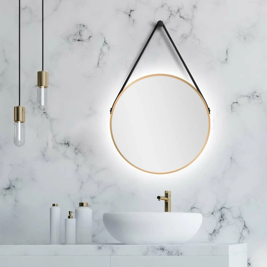 Duschmeister Leuchtspiegel Royalux TGL Rund 50 Cm Gold Matt