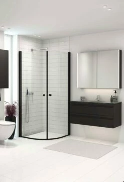 Dansani Match Runddusche Mit Drehtüren Einteilig Black Schwarz Matt