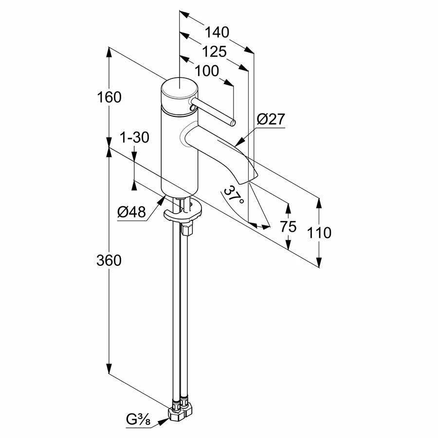 Kludi Bozz Waschtisch-Einhandmischer 75, DN 15, Mattschwarz – Bild 2