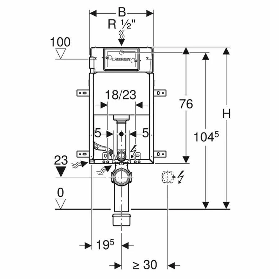 Geberit KombifixBasic Element Für Wand-WC, 108 Cm, Mit Delta UP100-Spülkasten, 12 Cm – Bild 2