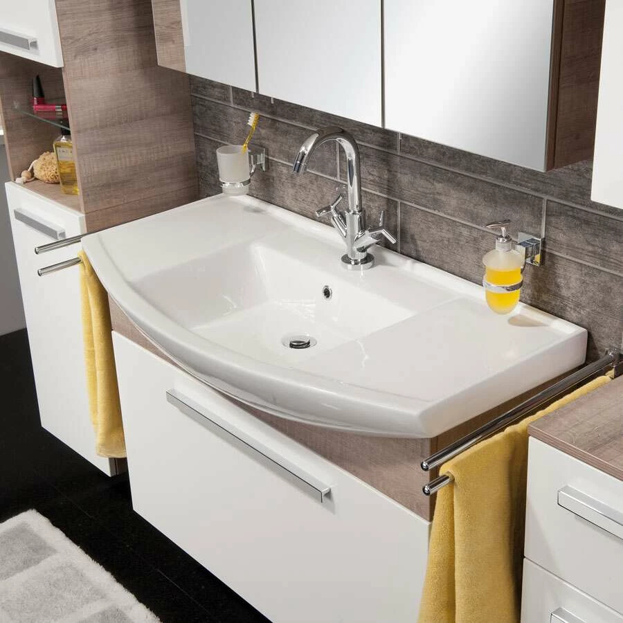 Fackelmann Badmöbelset A-Vero 102 Cm, Eiche Weiß – Bild 4